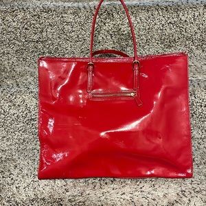 Talbots red patent leather tote